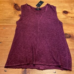 New! HAKEI S Wine Cut Out Sleeveless Tunic Blouse Long Fit